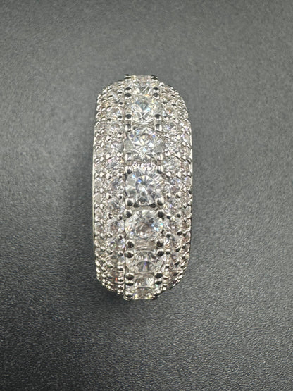 Fully Encrusted Stainless Steel CZ Diamond Ring – 9.7mm, Size 7.25