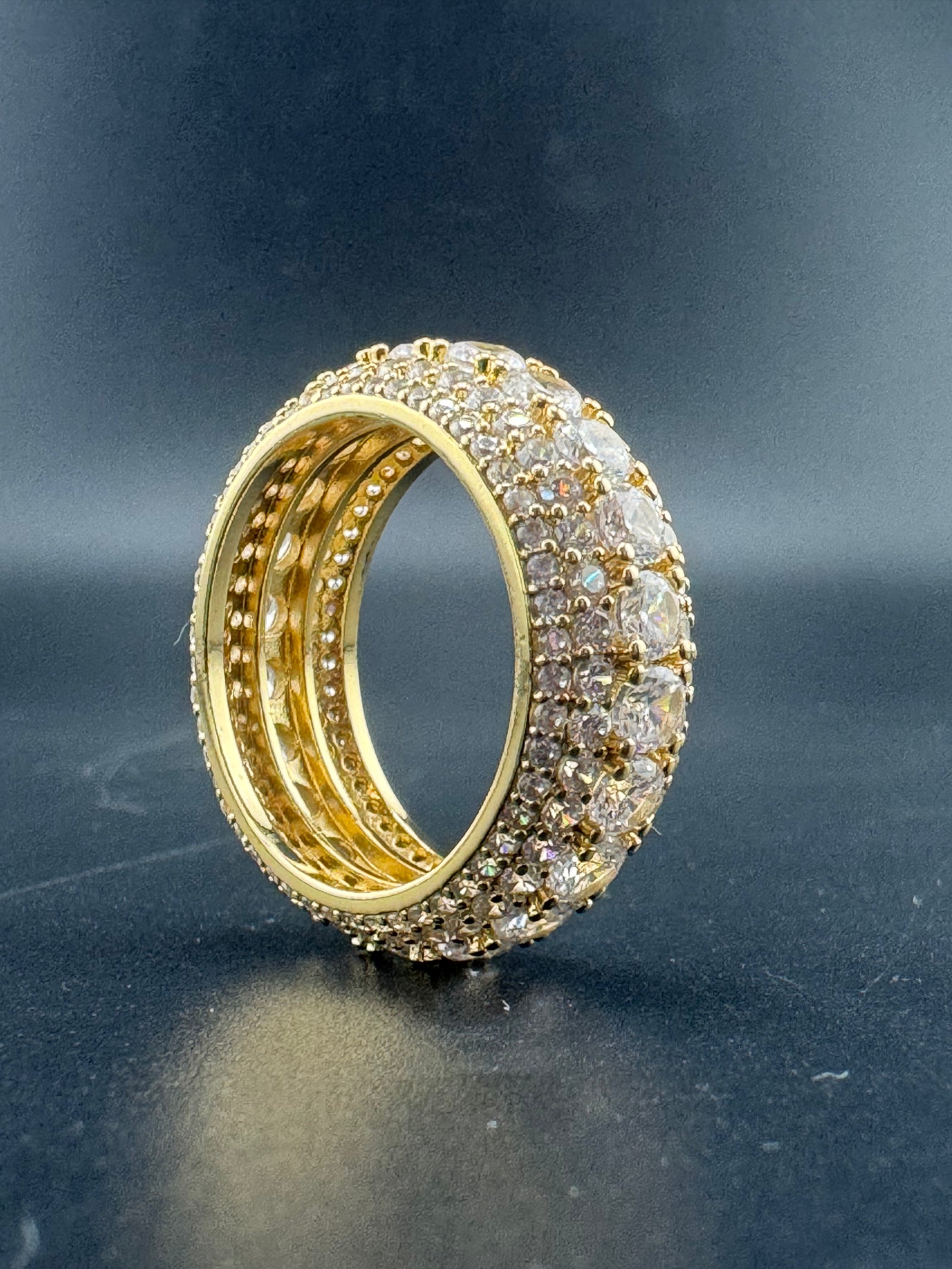 Gold Plated Stainless Steel Fully Encrusted CZ Ring – Size 10.5 detail view