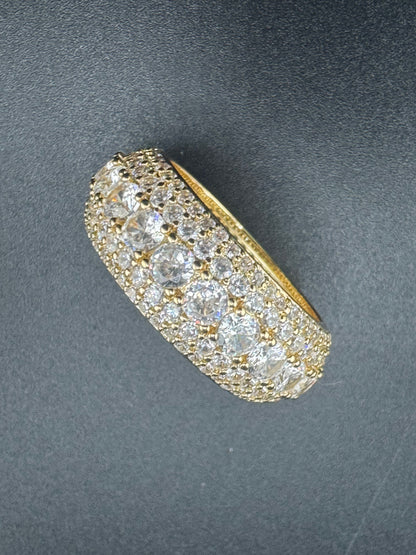Gold Plated Stainless Steel Fully Encrusted CZ Ring – Size 10.5