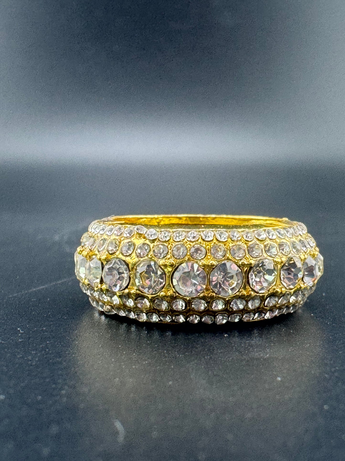 Gold Plated Stainless Steel Fully Encrusted CZ Diamond Band – 10.12mm, Size 10.5