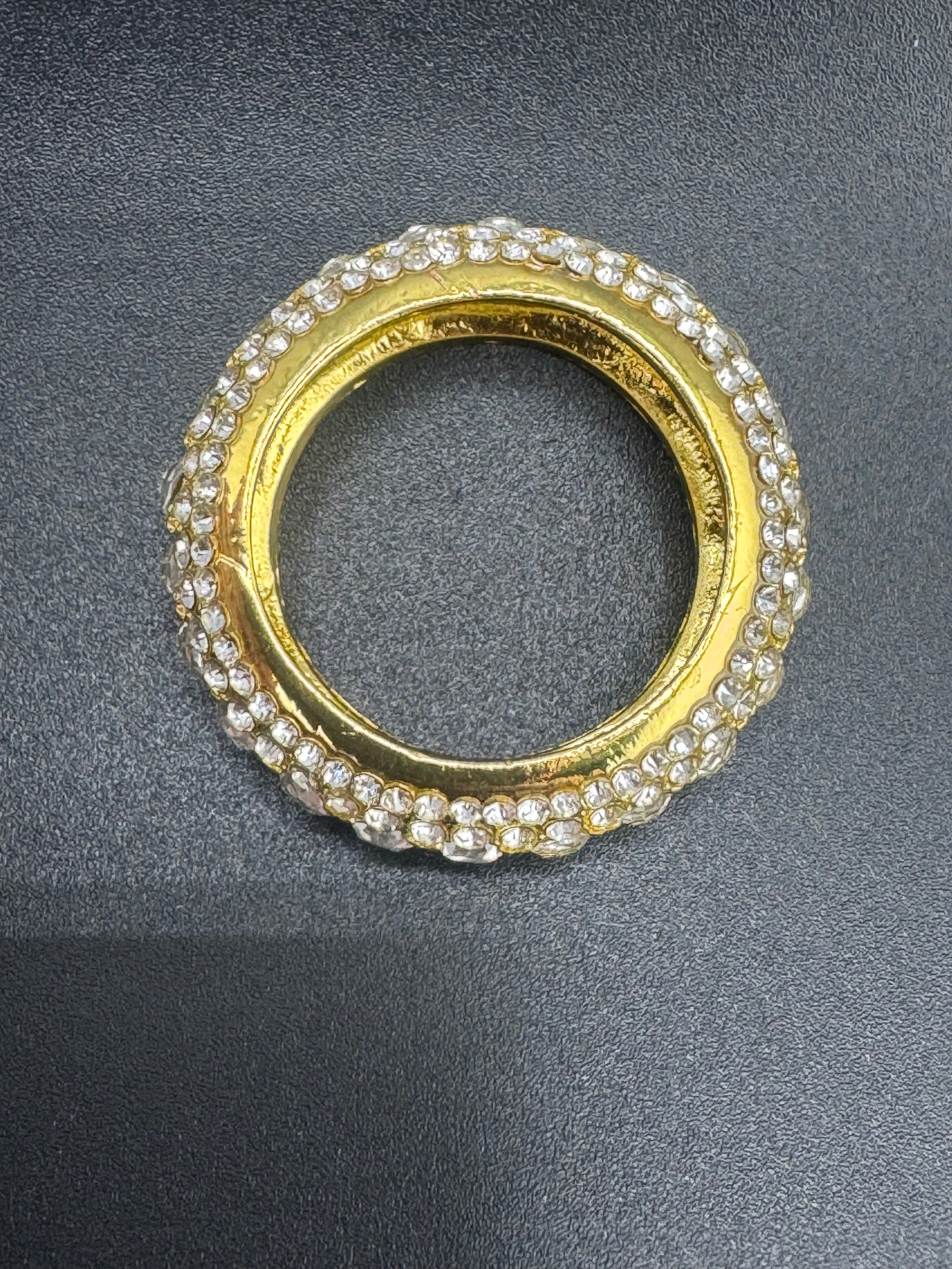 Gold Plated Stainless Steel Fully Encrusted CZ Diamond Band – 10.12mm, Size 10.5 detail view