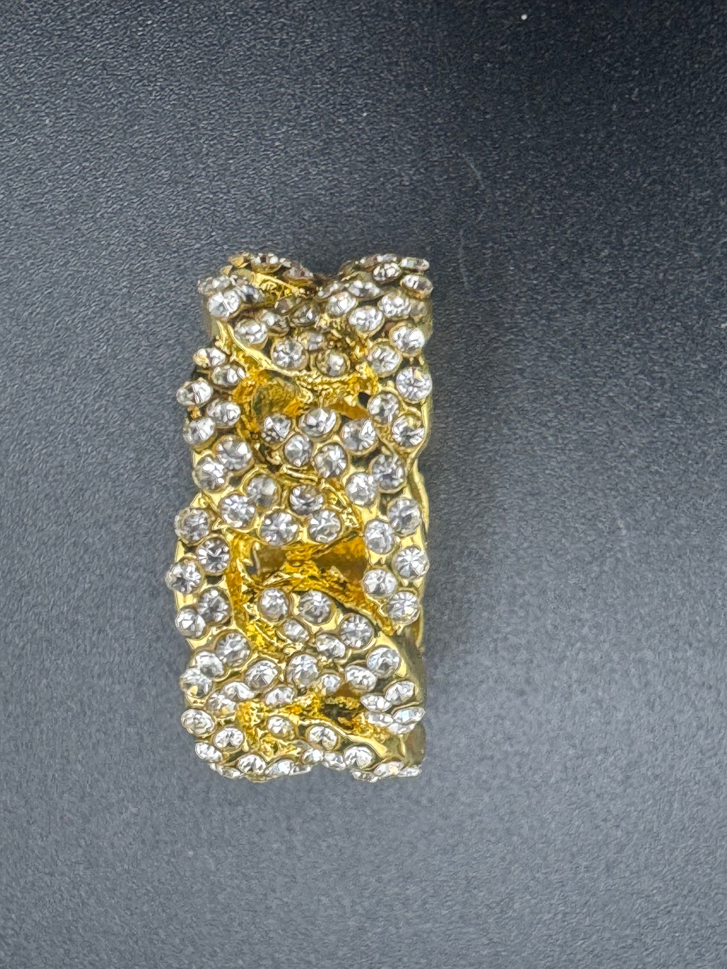 Gold Plated Stainless Steel Fully Encrusted CZ Chain Link Ring – 11.14mm, Size 12