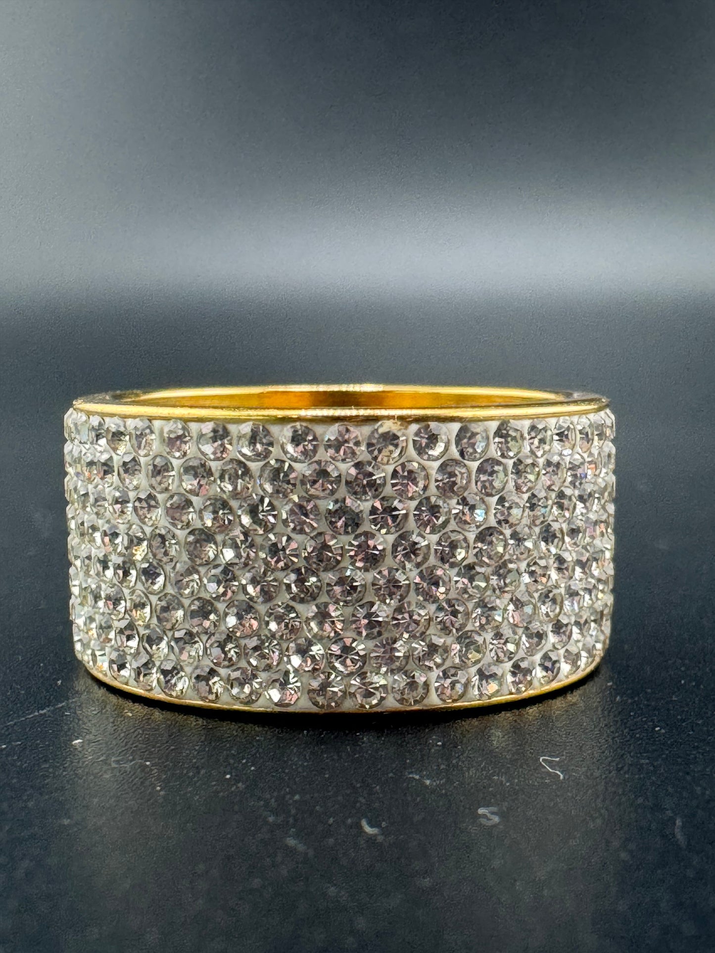 Gold Plated Stainless Steel Fully Encrusted CZ Diamond Ring – 12mm, Size 11.25