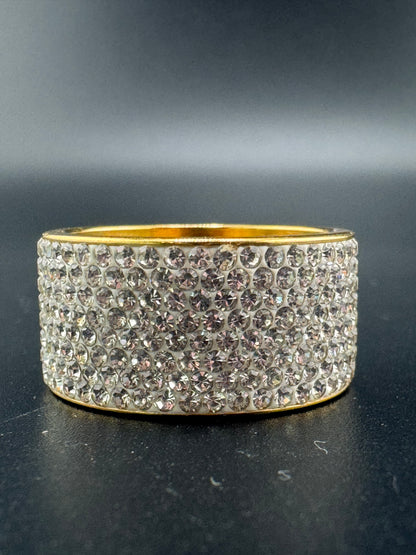 Gold Plated Stainless Steel Fully Encrusted CZ Diamond Ring – 12mm, Size 11.25