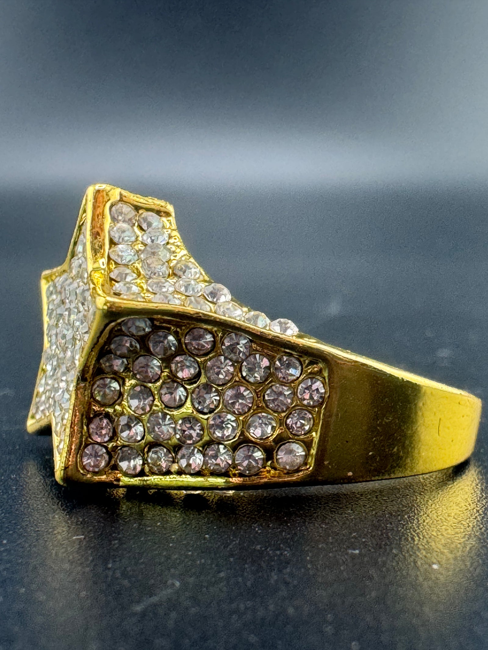 Gold Plated Stainless Steel CZ Diamond Star Ring – Size 11 alternate product view
