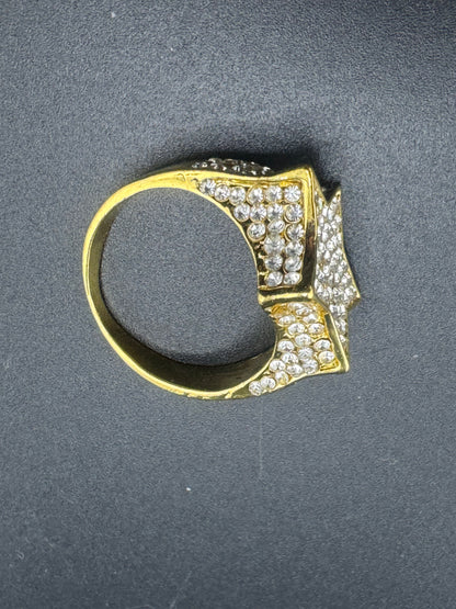 Gold Plated Stainless Steel CZ Diamond Star Ring – Size 10
