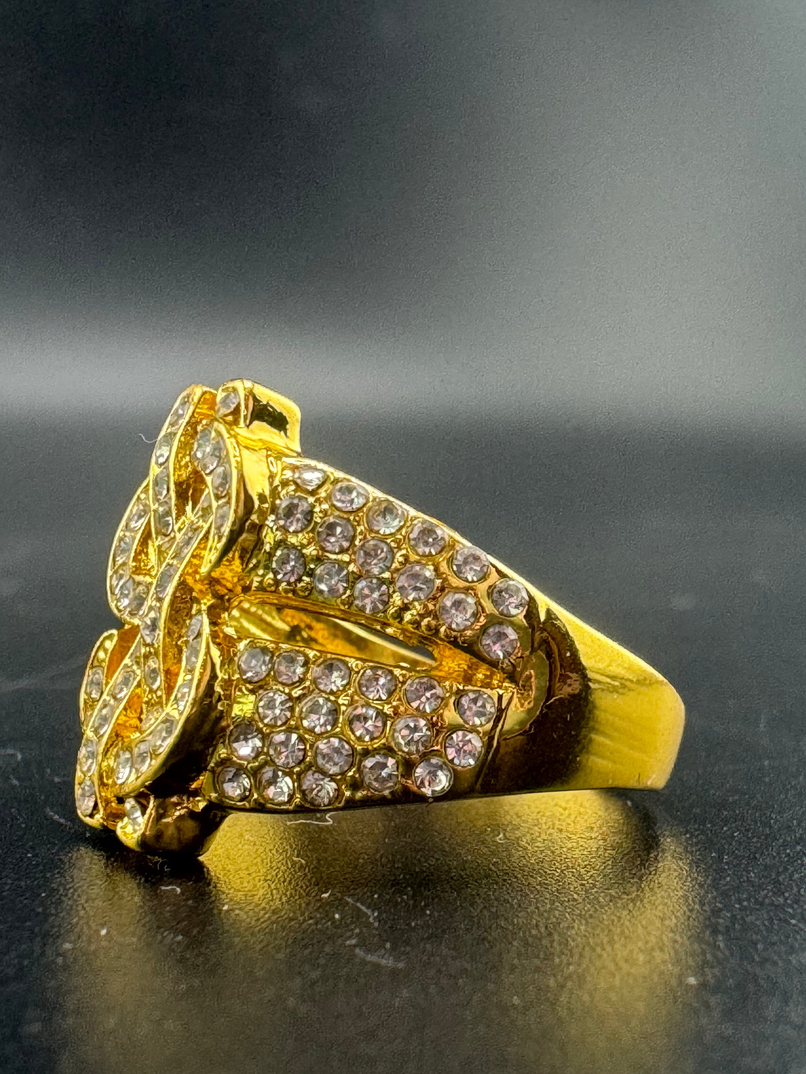 Gold Plated Stainless Steel CZ Dollar Sign Ring – Size 10.75, 7 Grams alternate product view