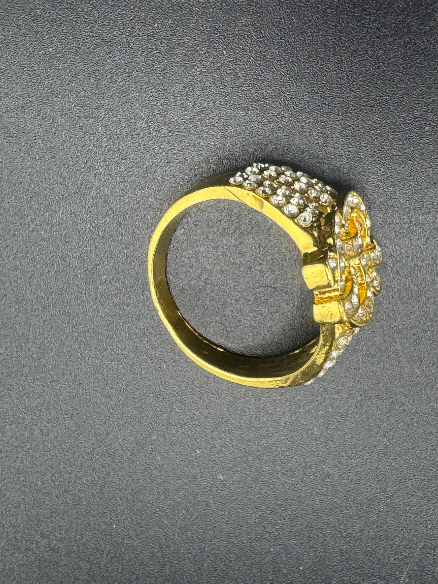 Gold Plated Stainless Steel CZ Dollar Sign Ring – Size 10.75, 7 Grams