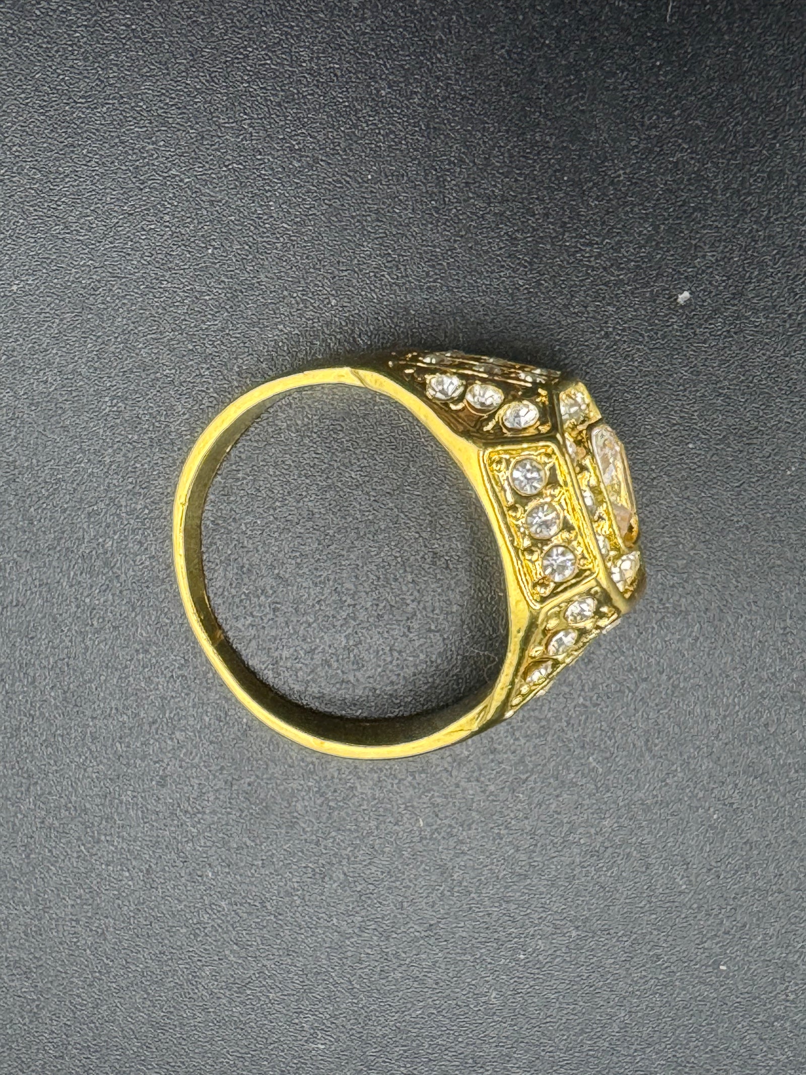 Gold Plated Stainless Steel CZ Square Ring – Size 11, 6.93 Grams detail view