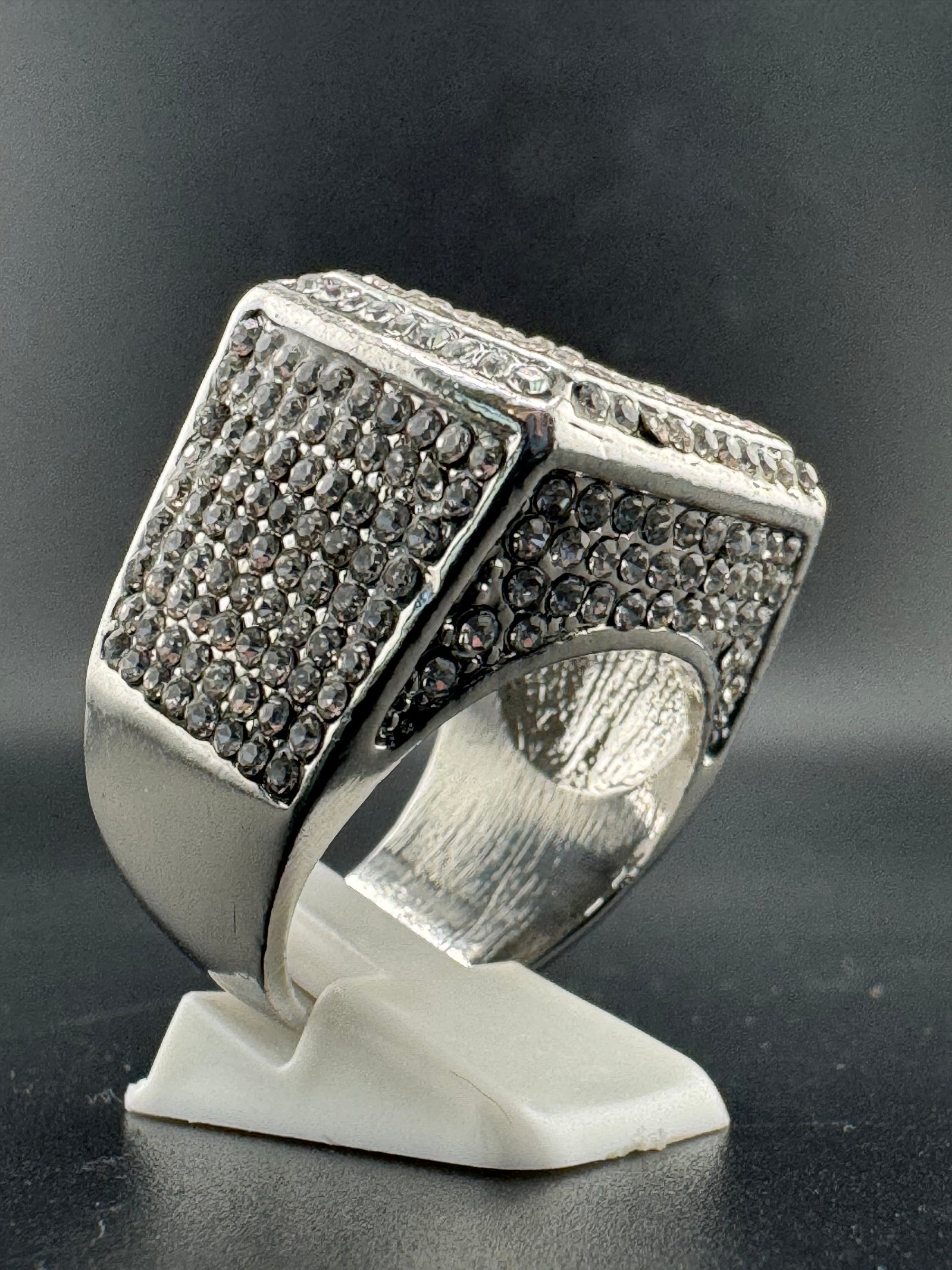 CZ Diamond Square Stainless Steel Ring – Size 11.5, 20.9mm Wide detail view