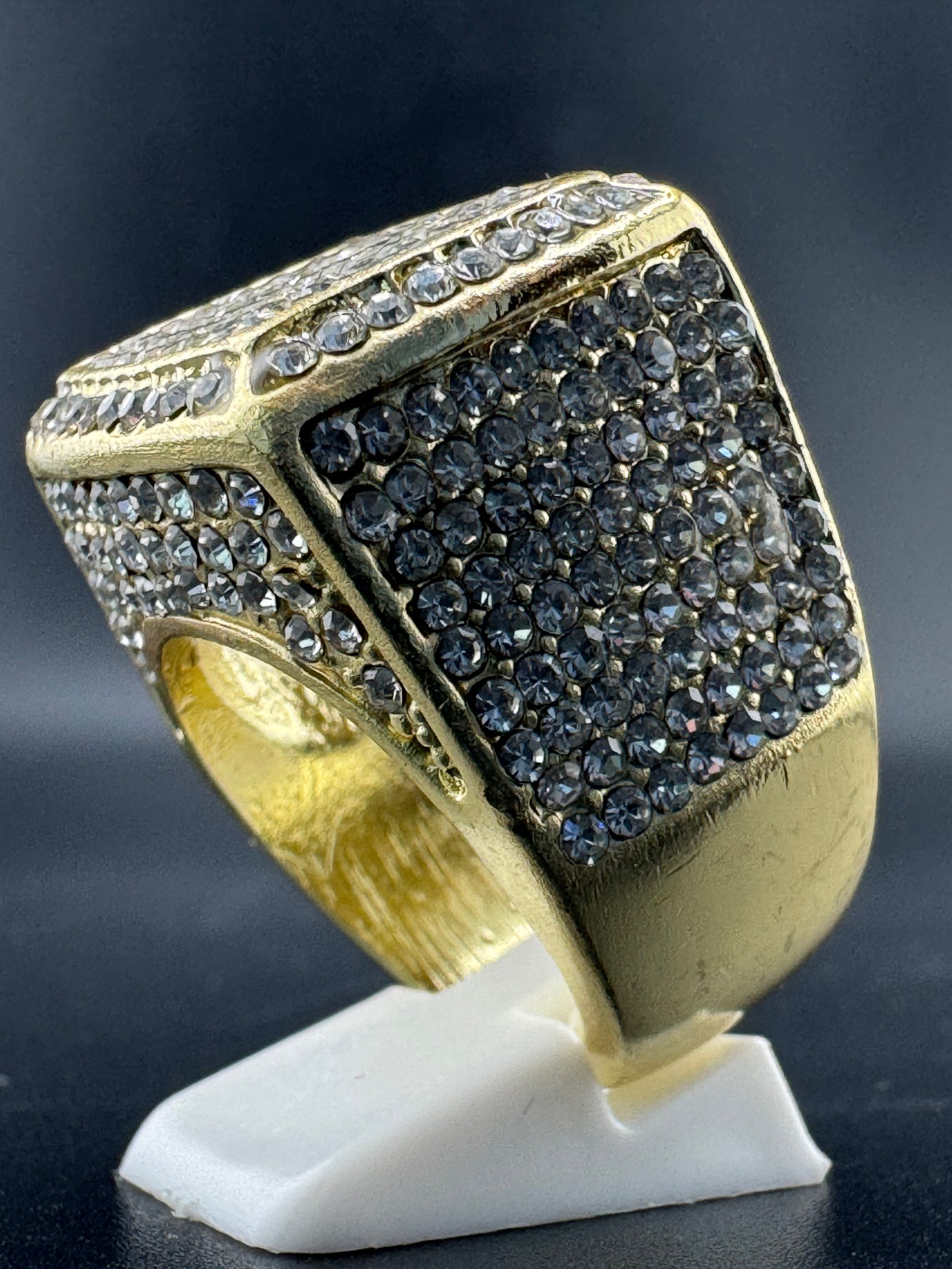 Gold Plated CZ Diamond Square Stainless Steel Ring – Size 11.5, 20.9mm Wide detail view