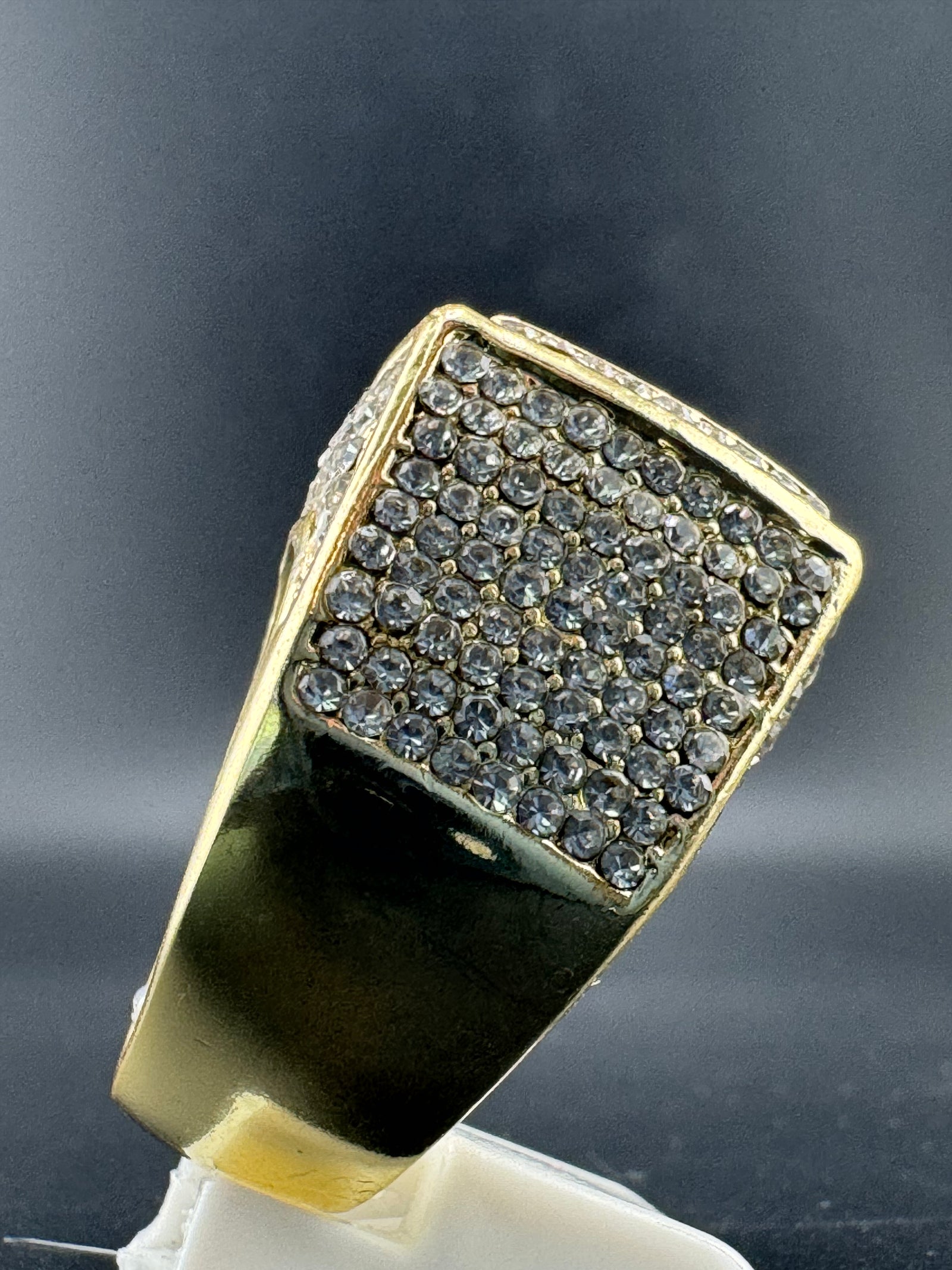 Gold Plated CZ Diamond Square Stainless Steel Ring – Size 11.5, 20.9mm Wide alternate product view