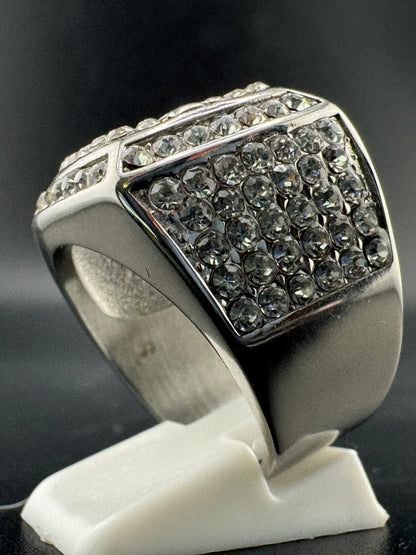 CZ Diamond “KING” Stainless Steel Ring – 20.4mm Wide, Size 10