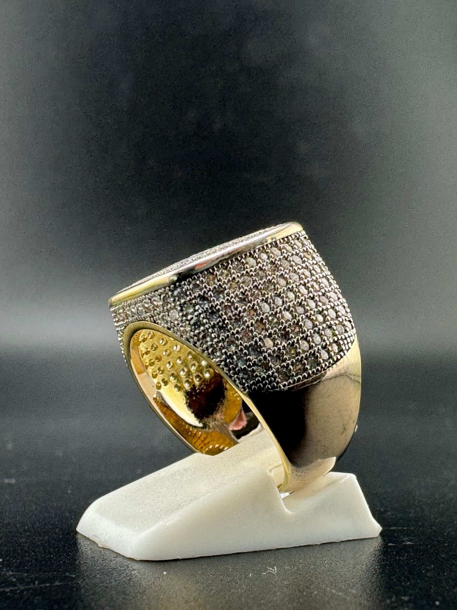 Gold Plated Stainless Steel CZ Diamond Ring – 16.2mm Wide, Size 10 alternate product view