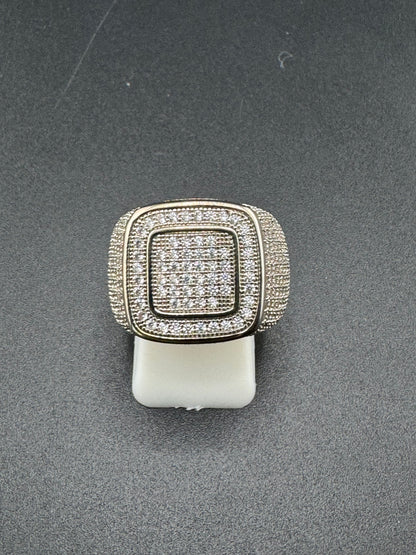 Gold Plated Stainless Steel CZ Diamond Ring – 16.2mm Wide, Size 10