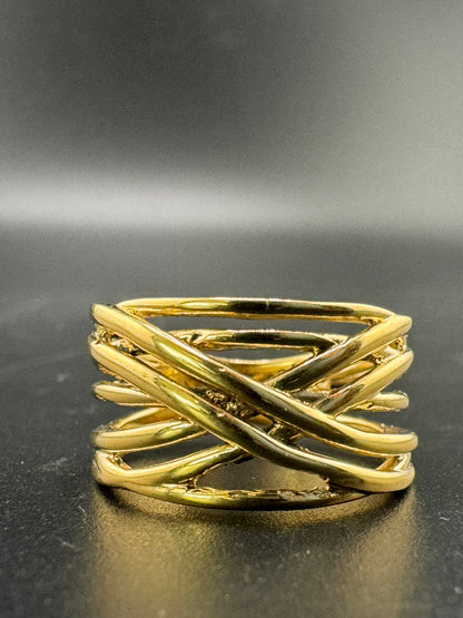 Gold Plated Sterling Silver Woven Style Ring – Size 7, 5 Grams