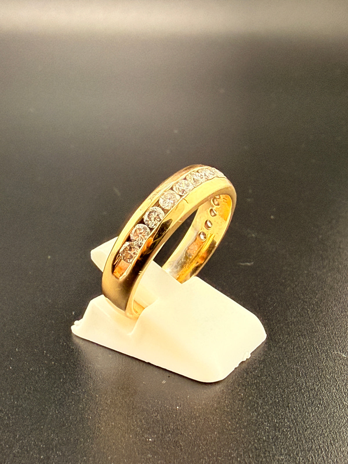 Mens diamond band  14k gold detail view