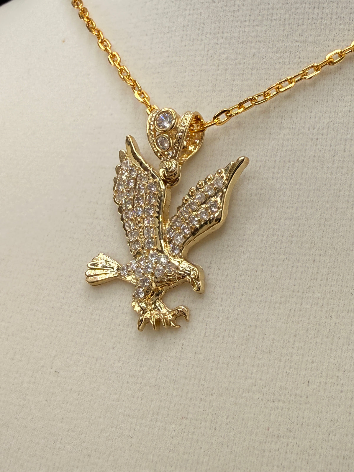 14K Gold  CZ Eagle Pendant alternate product view