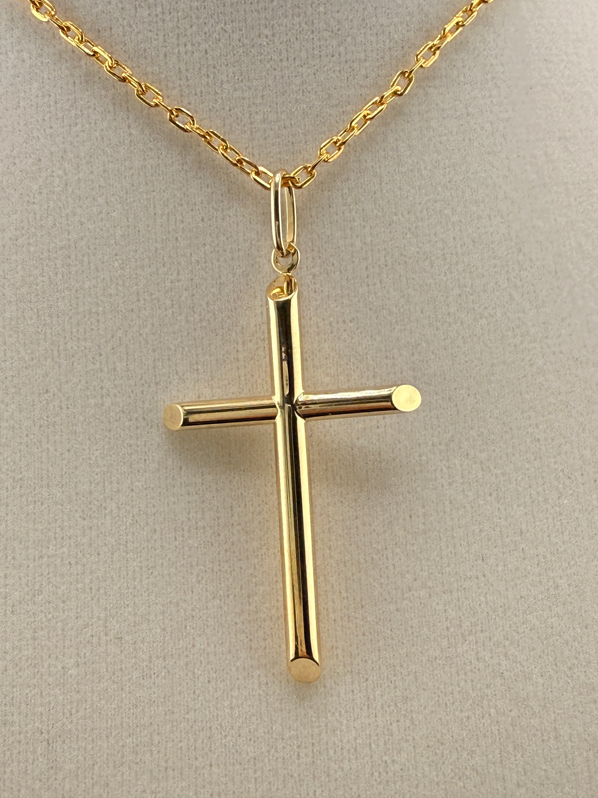 14K Solid Gold Cross Pendant detail view