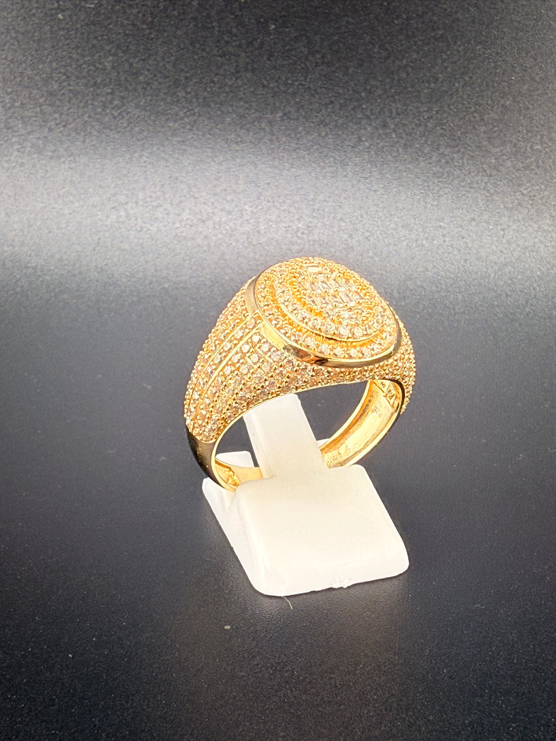 14K Solid Gold CZ Diamond-Encrusted Men’s Ring