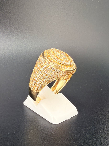 14K Solid Gold CZ Diamond-Encrusted Men’s Ring