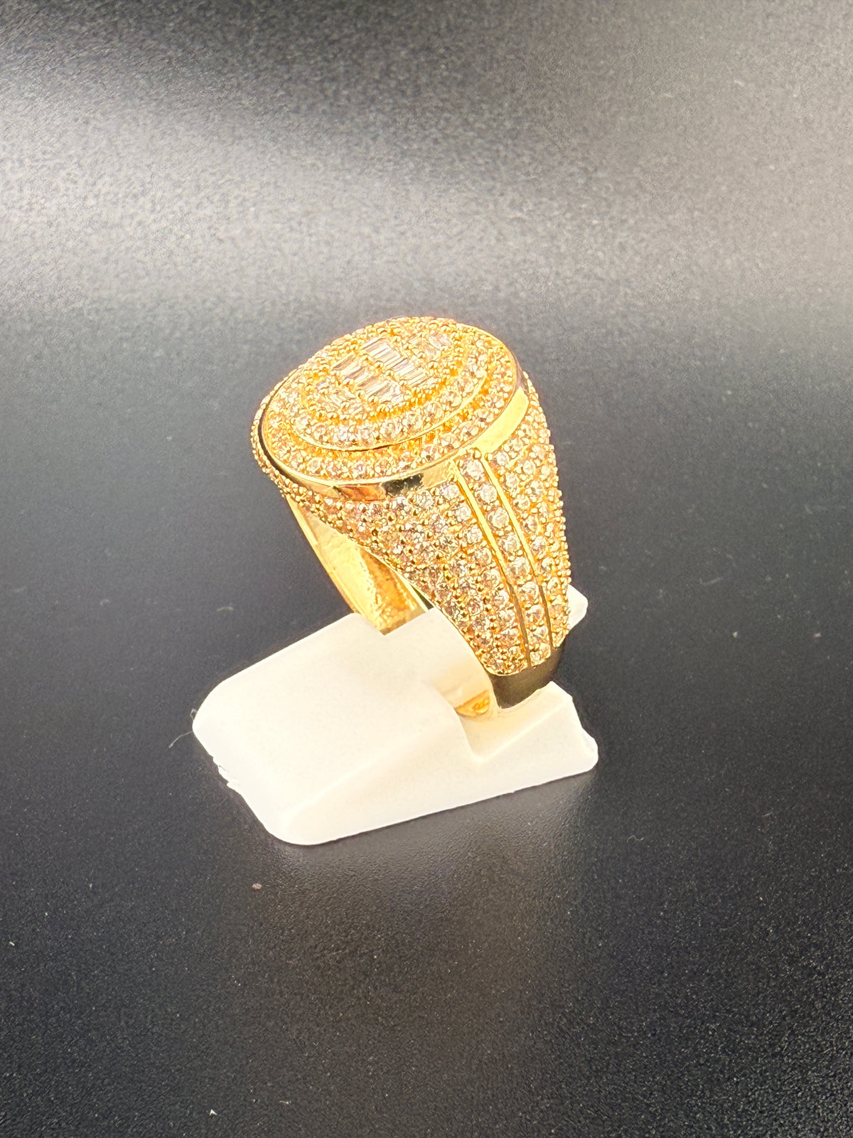 14K Solid Gold CZ Diamond-Encrusted Men’s Ring alternate product view