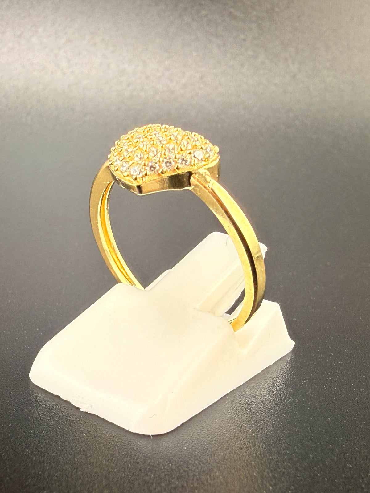 14K Solid Gold CZ Diamond Heart Ring alternate product view