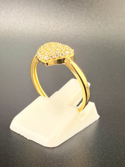 14K Solid Gold CZ Diamond Heart Ring