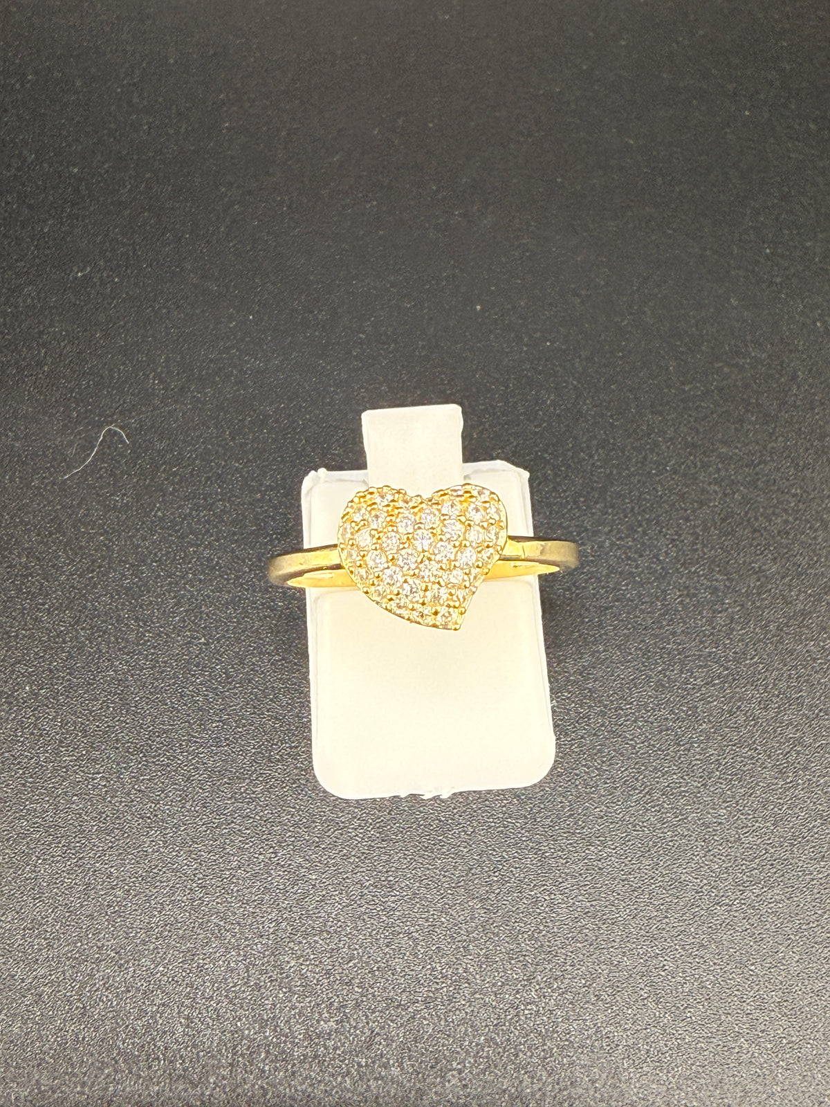 14K Solid Gold CZ Diamond Heart Ring