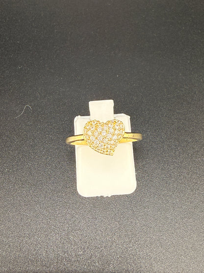 14K Solid Gold CZ Diamond Heart Ring