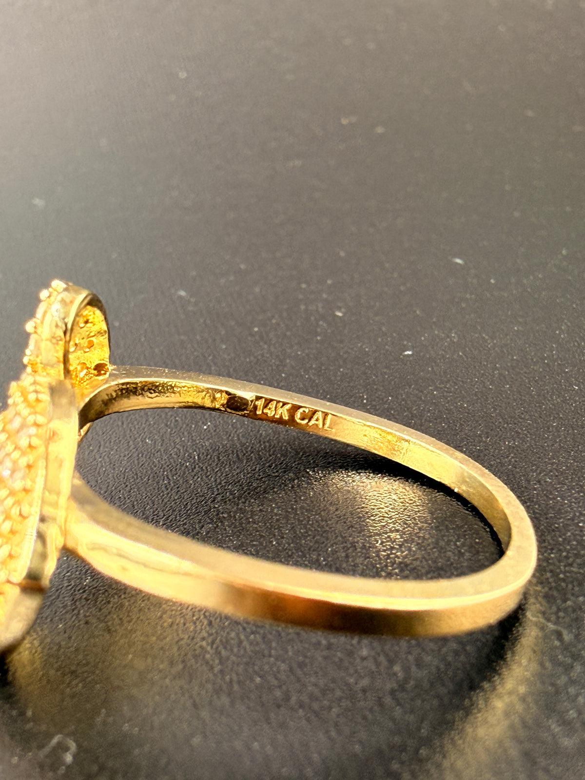 14K Solid Gold CZ Diamond Double Heart Ring alternate product view