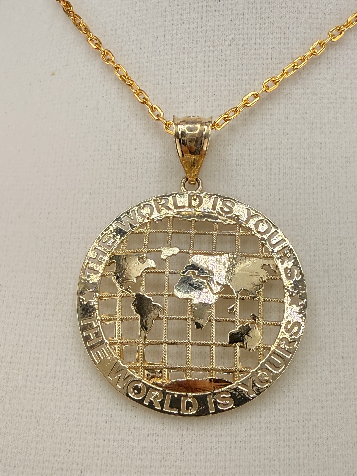 14K Gold “The World Is Yours” Map Pendant alternate product view