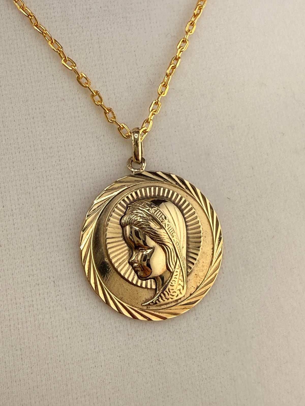 14K Gold Bonded Virgin Mary Pendant – .925 Sterling Silver, 1.5 Inch