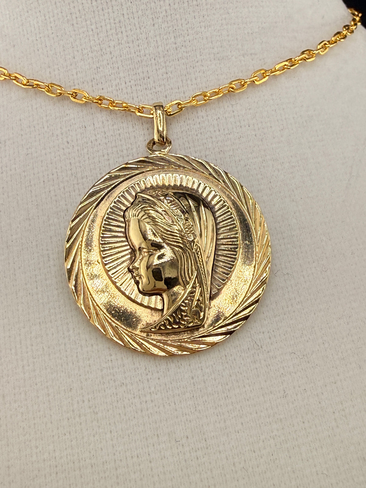 14K Gold Bonded Virgin Mary Pendant – .925 Sterling Silver, 1.5 Inch alternate product view