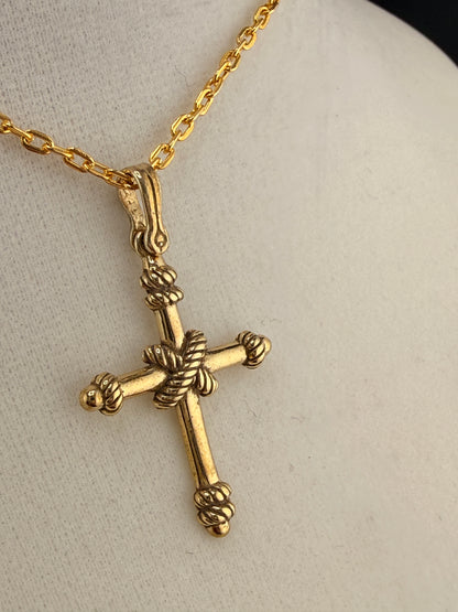 14K Gold Bonded Cross Pendant – .925 Sterling Silver, 1.5 Inch