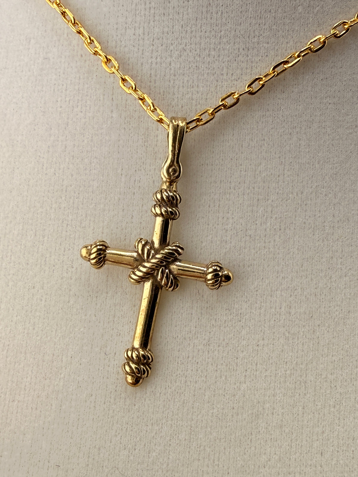 14K Gold Bonded Cross Pendant – .925 Sterling Silver, 1.5 Inch detail view