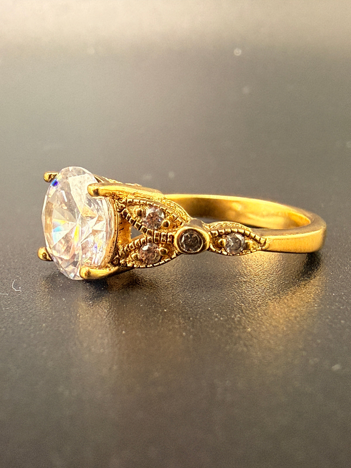 14K Gold Bonded Sterling Silver 2 CT CZ Wedding Ring – Size 5 detail view