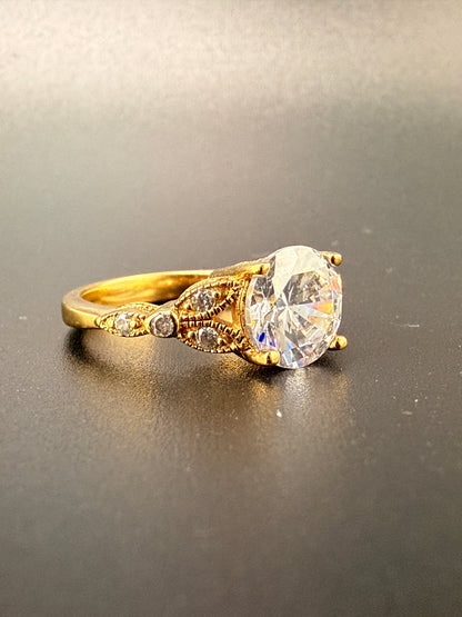 14K Gold Bonded Sterling Silver 2 CT CZ Wedding Ring – Size 5