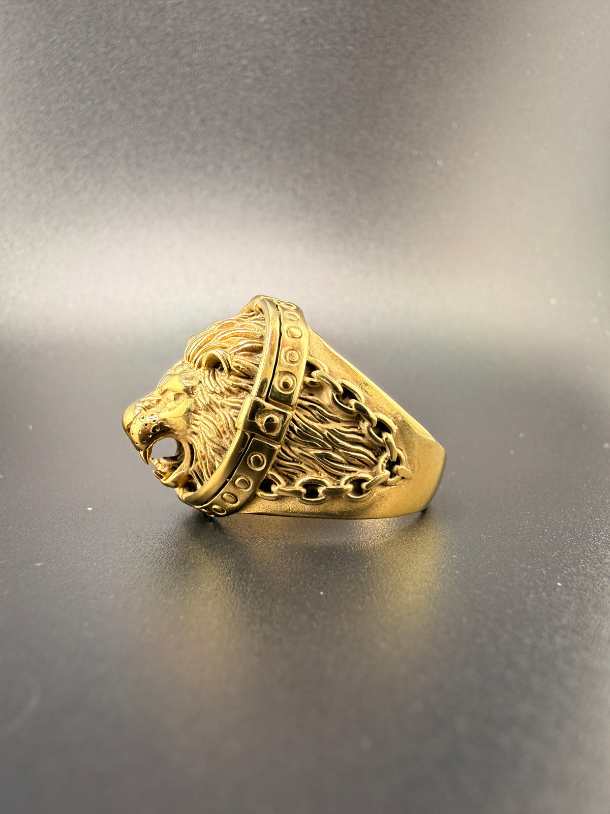 14K Gold Bonded Sterling Silver Lion Head Ring – Size 9.75, 12.2 Grams alternate product view