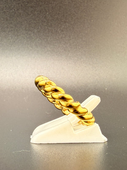 14K Gold Bonded Sterling Silver Textured Twist Rope Ring – 6.5 Grams