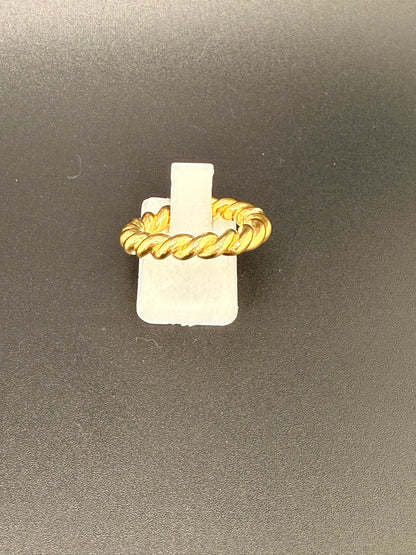 14K Gold Bonded Sterling Silver Textured Twist Rope Ring – 6.5 Grams