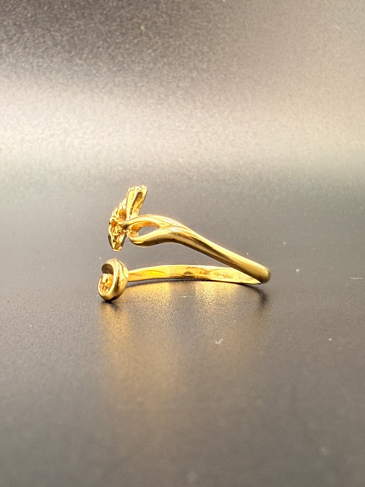 14K Gold Bonded Sterling Silver Lotus Flower Ring – Adjustable alternate product view