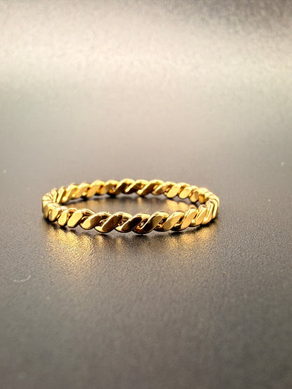 14K Gold Bonded Sterling Silver Twist Wire Band Ring - 8