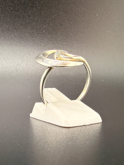 Sterling Silver Crescent Moon Mushroom Ring - 8