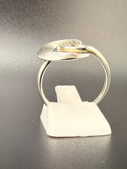 Sterling Silver Crescent Moon Mushroom Ring - 8