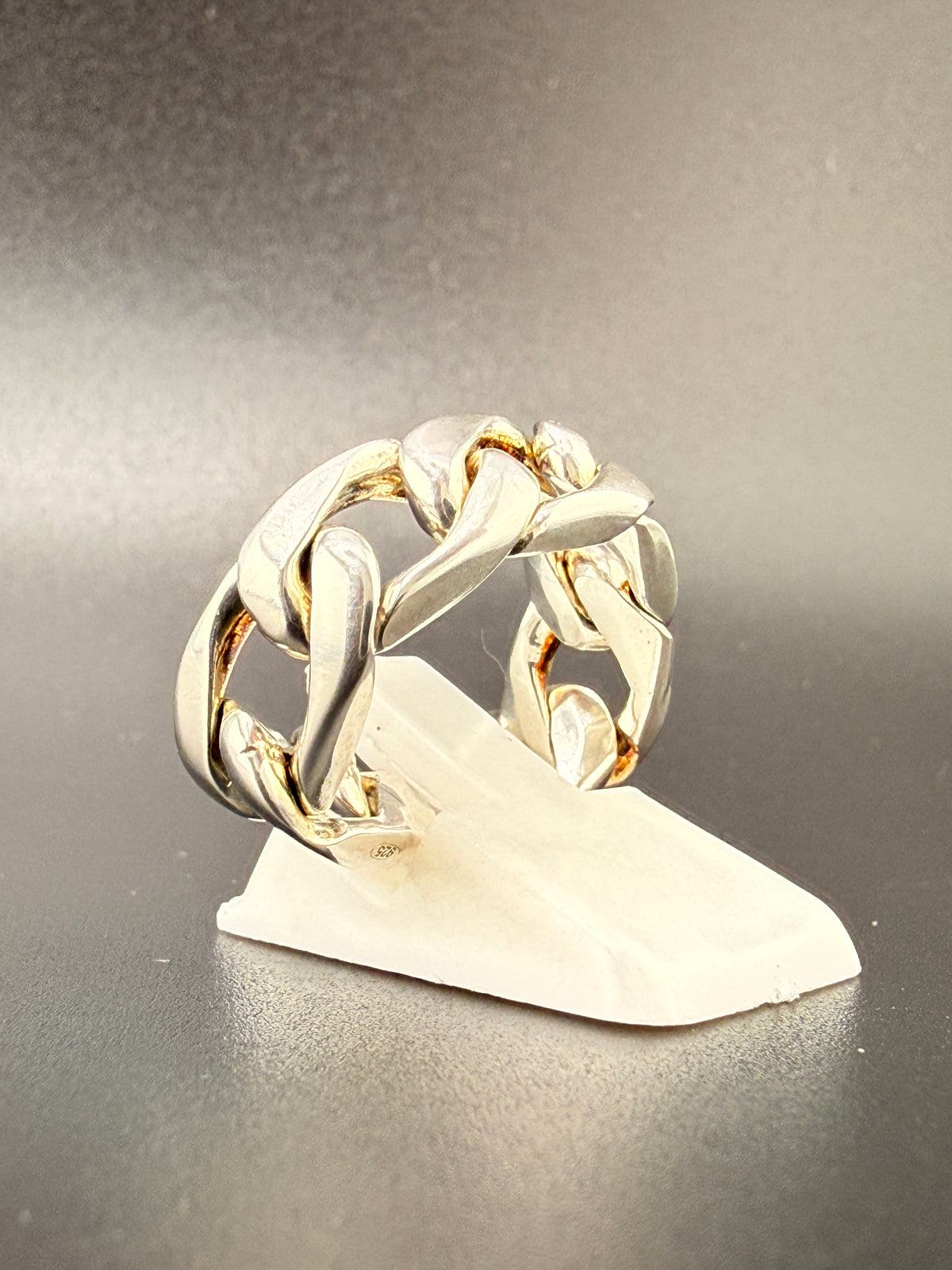 925 Sterling Silver Cuban Link Chain Ring