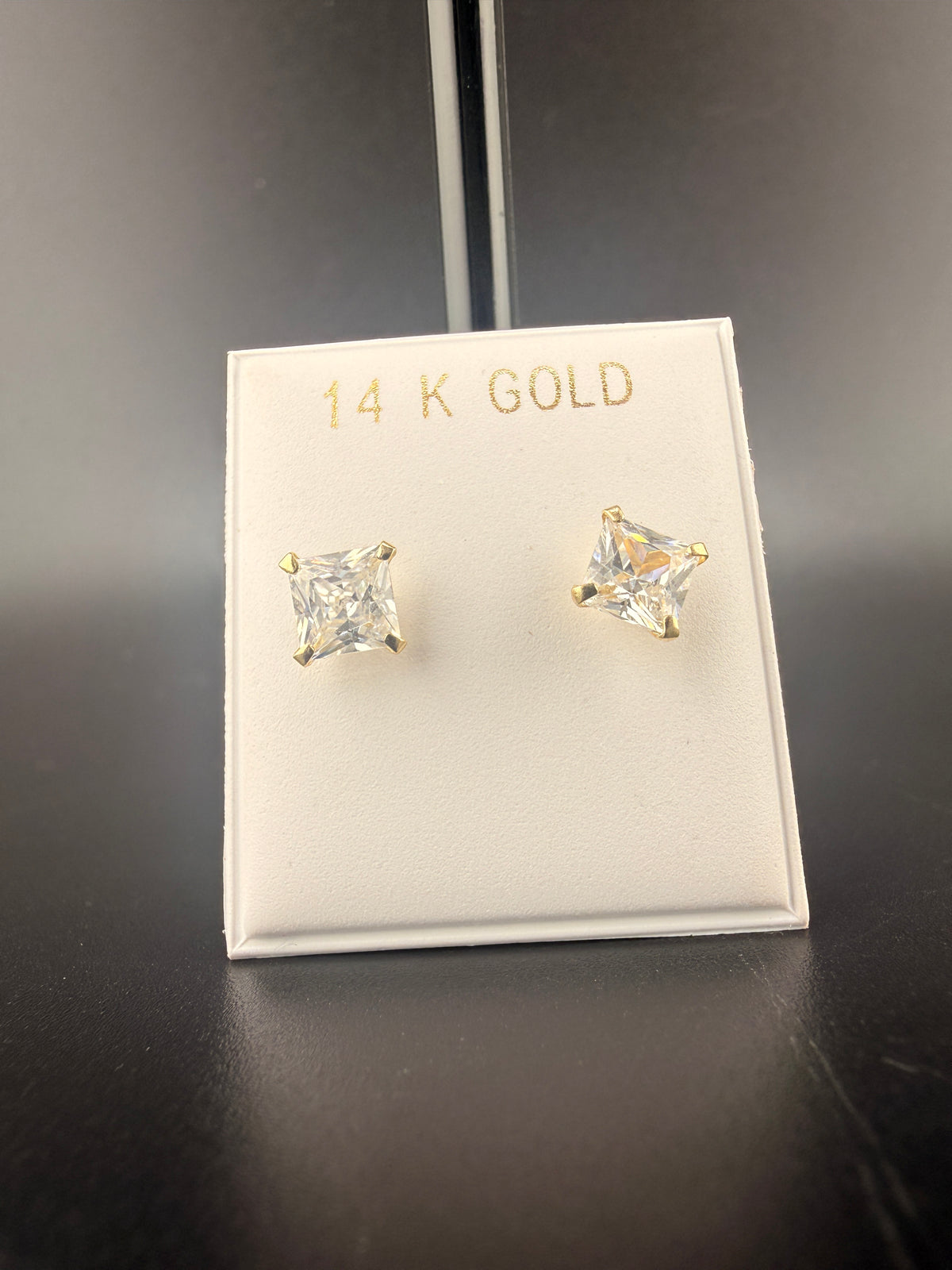 Princess Cut CZ Diamond Earrings — 2 CTW | 14K Gold alternate product view