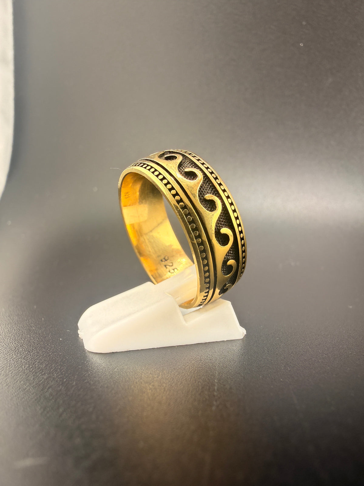 14K Gold Bonded Sterling Silver Wave Band Ring –, Size 7 detail view