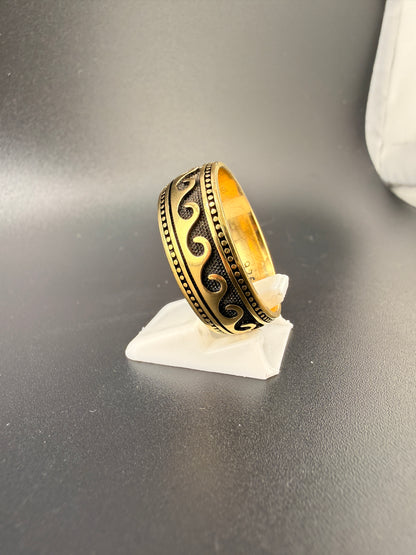 14K Gold Bonded Sterling Silver Wave Band Ring –, Size 7