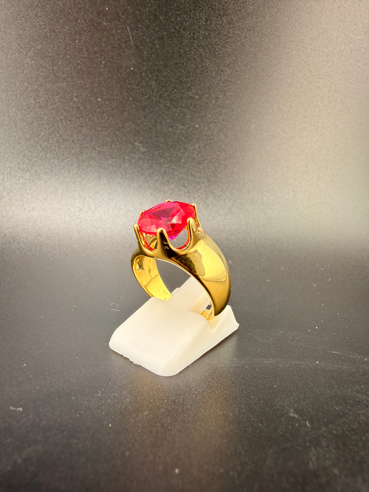 14K Gold Bonded Sterling Silver 3 CT Synthetic Ruby Solitaire Ring – Size 7 alternate product view